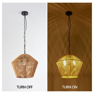 Lámpara Colgante de Cuerda de Cáñamo Estilo Boho de 17 Pulgadas, Hecha a Mano, Estilo Rústico para Isla de Cocina, Comedor, Dormitorio, Lámparas Colgantes Elegantes - Product Image 6