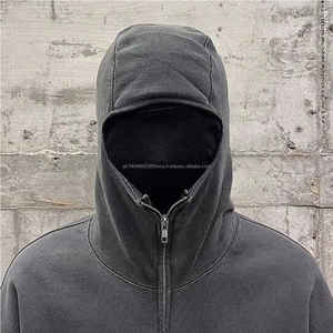 Fabricants de sweats à capuche, sweat-shirt à capuche double à fermeture éclair surdimensionné et lourd personnalisé, masque de ninja et cagoule - Product Image 5