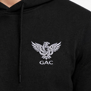 Sweat-shirt à capuche noir à manches longues avec poche kangourou et logo brodé, style streetwear décontracté pour les acheteurs en gros - Product Image 4