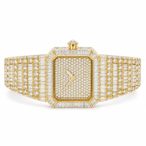 Luxury Women's <b>Diamond</b> <b>Watch</b> Yellow Gold Case Rectangle Quartz Analog Bracelet - Product Image 5