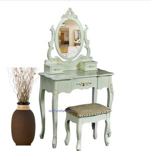 Table de vanité de luxe française Louis XV finie à la main en bois d'acajou riche et durable avec miroir sur pied pour chambre à coucher, hôtel et appartement - Product Image 5