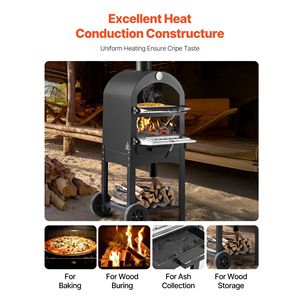 Da esterno 12 \ "forno a Pellet a 2 strati per Pizza a legna 1000 °F temperatura Max forno per Barbecue con 2 ruote rimovibili - Product Image 3