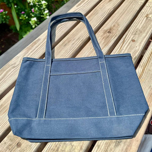 Canvas Cotton Tote Bag Printed Adjustable Woven Washable Blue Large Capacity - Product Image 5