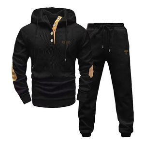 Ensemble de survêtement pour homme - Respirant, écologique, séchage rapide, à capuche, fermeture à cordon, polyester/coton, logo personnalisé - Product Image 1