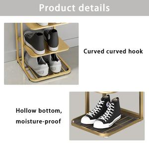 Premium Metal Gold Shoe <b>Rack</b> Five Tier Vertical Organizer Slim Space Saving Design Durable Frame Stylish Entryway Display - Product Image 4