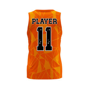 Uniformes de Baloncesto Personalizados Unisex, 100% Poliéster Transpirable, Sublimados, Cuello en V, Sin Mangas, con Letra Impresa en la Parte Delantera - Product Image 3