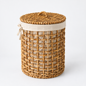 Round Rattan <b>Laundry</b> Basket with Lid and Liner Bohemian Style <b>Storage</b> Basket for Clothing in <b>Laundry</b> Room Home <b>Organization</b> - Product Image 2