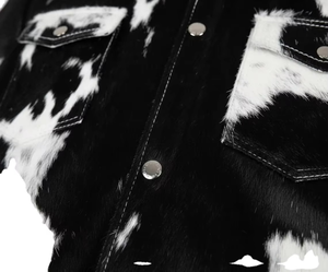 <b>Men's</b> Black <b>White</b> Animal Print PU Leather Shirt Jacket Turn-Down Collar Casual Slim Fit Autumn Style with Pockets - Product Image 5