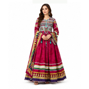 Vestido afgano kuchi de algodón para mujer, largo hasta el suelo, bordado, holgado, para todas las estaciones, ropa étnica para bodas, vestido afgano kuchi - Product Image 4