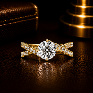 14K Gold Criss Cross Engagement <b>Ring</b> IGI Certified Lab Grown Diamond 1.00 Ct Round Brilliant Crossover Wedding <b>Rings</b> For Women - Product Image 1