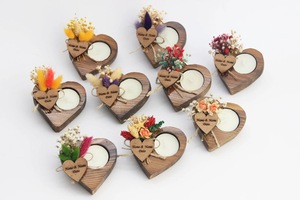 Wood <b>Tea</b> Light Holder Set Round Handmade Candle Holder for Home Decoration - Product Image 2