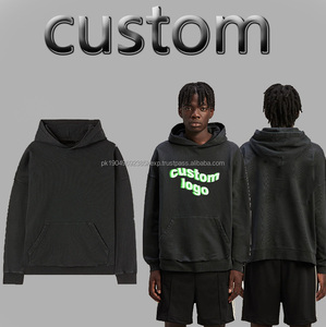 Vente en gros de sweats à capuche pour hommes impression bouffante personnalisée épaules tombantes streetwear 100% coton col rond lourd 500gsm sweats à capuche pour homme - Product Image 2