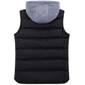 <b>Men</b> Solid Hooded Puffer <b>Vest</b> <b>Black</b> Lightweight Quilted Sleeveless Winter Windproof Zipper Casual Outerwear - Product Image 2