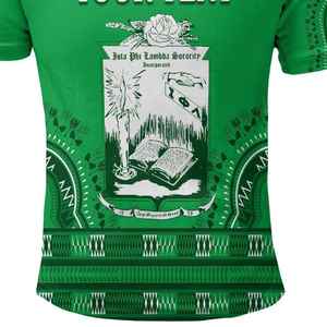 Camisa Polo Personalizada Iota Phi Lambda, Estilo Dashiki Verde Esmeralda, Estampado, Manga Corta, Cuello con Botones, Ropa Casual - Product Image 6