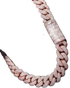 Totalmente helado corte redondo D S925 plata esterlina desgaste de fiesta personalizado Miami Unisex Hip Hop VVS1 Moissanite cadena cubana para rapero - Product Image 1