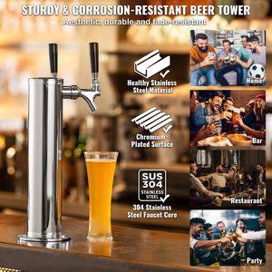 Kit de Torre Dispensadora de Cerveza de Acero Inoxidable con Doble Grifo, Regulador CGA320 y Manómetro Doble para Fiestas - Product Image 5