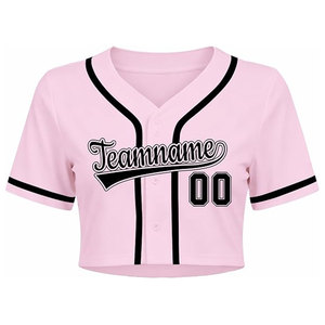 Maillot de baseball personnalisé pour femme, chemise d'équipe sur mesure avec nom et numéro imprimés, haut d'uniforme de softball boutonné, col en V, rose - Product Image 2