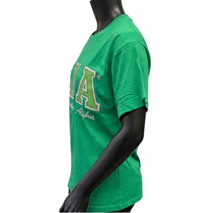 เสื้อยืดพิมพ์ลายกราฟิกสีเขียว AKA สำหรับผู้หญิง แขนสั้น ผ้าฝ้ายลำลอง แฟชั่นสตรีทแวร์ เสื้อผ้าสไตล์ตัวอักษรกรีก - Product Image 6