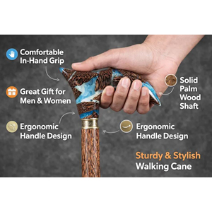 Canne de marche en bois avec finition rustique naturelle, bâton de randonnée traditionnel en bois, fait main, décoratif - Product Image 3
