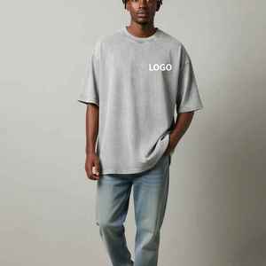 เสื้อยืดฮิปฮอปผู้ชายทรงโอเวอร์ไซส์คุณภาพสูง หนัก 180 กรัม สไตล์วินเทจ ไหล่ตก ผ้าฝ้าย 100% รับสกรีนโลโก้ แห้งเร็ว ระบายอากาศได้ดี - Product Image 1