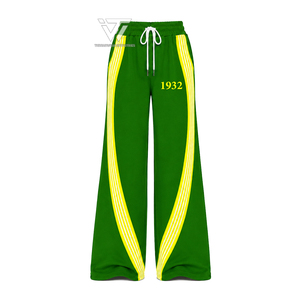 Wholesale Greek Chi Eta Phi Sorority Clothing 1932 Women Wide Leg Track Pants with Curved Woven Striped Side Panels - Product Image 1