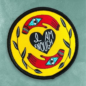 Patch tissé Minnie vert, rouge, jaune, forme irrégulière, à coudre, badge en tissu - Product Image 4
