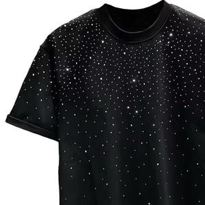 เสื้อยืดคอตตอนประดับเพชร ดีไซน์ล่าสุด ขายส่ง เสื้อยืดสตรีทแวร์ฤดูร้อน สไตล์ใหม่ พร้อมโลโก้สั่งทำ - Product Image 4