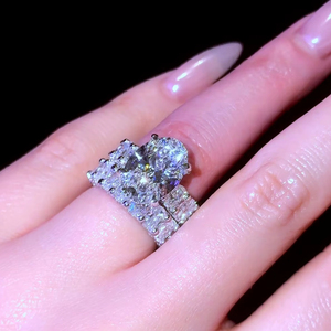 9.4CTW Moissanite Round Cut Two-Piece <b>Ring</b> <b>Set</b> Stylish 925 <b>Silver</b> with Closed Design Perfect Birthday Gift for Girlfriend - Product Image 1