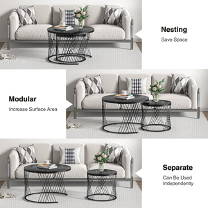 Modern Accent Coffee Tableware Faux <b>Marble</b> Top Custom Color Powder Coated Metal Construction for Living Room Apartment Furniture - Product Image 5