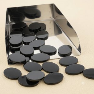 Piedras Preciosas Sueltas de Ónix Negro Natural, Forma Ovalada, Ambos Lados Planos, para la Elaboración de Joyas - Product Image 1