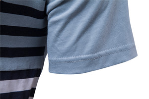 Camiseta de Punto para Hombre, Cuello Redondo, Manga Corta, Color Azul Claro, Corte Regular, Estilo Casual, Diseño Liso - Product Image 4