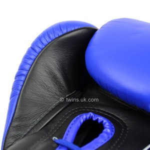 Guantes de Boxeo Gemelos Azules y Negros de Alta Calidad, 100% Cuero Genuino, Equipo de Entrenamiento, Sparring, MMA, Kickboxing - Product Image 3