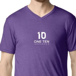 Camiseta Morada con Cuello en V para Hombre, Suave, Transpirable, de Algodón, Manga Corta, Informal, para Uso Diario, con Logotipo Personalizado, Lisa, Ligera y Cómoda - Product Image 4
