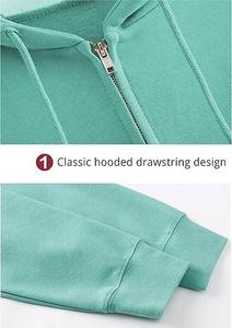 Women's <b>Cropped</b> <b>Zip</b> <b>Up</b> Hoodie Solid Color Full Sleeve Hooded Sweatshirt Casual Wear Breathable Knitted Cotton Crop top hoodie - Product Image 2
