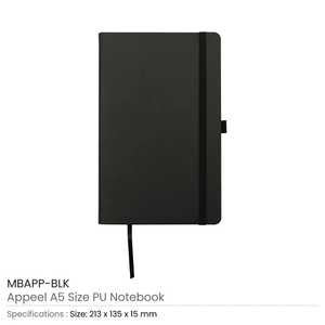 Appeel <b>A5</b> PU <b>Notebooks</b> with Elastic Band Pen Loop Bookmark - Product Image 3