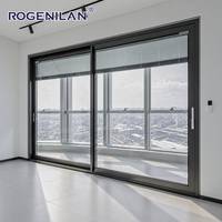 Porte coulissante en verre trempé à double vitrage en aluminium RICHOCEAN, isolation thermique, étanche
