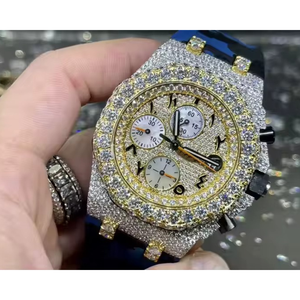 Reloj cronógrafo de lujo con diamantes de imitación, esfera analógica redonda de 45mm, cristal de zafiro, banda de goma, reloj de cuarzo para hombre LOISTA - Product Image 4