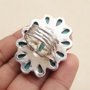 Mohave <b>Turquoise</b> Gemstone <b>Ring</b> 925 Silver Bezel Setting Bohemian Style Unisex Everyday Wear Gold Plated And Rose Gold Plated - Product Image 4