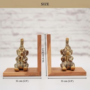 Sheesham Wood Carved Elephant <b>Bookends</b> Wholesale - Moradabad Handicraft - Product Image 4