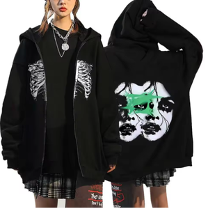 Y2k Clothes Oversized Autumn Winter Fleece Zipper Hoodies Gothic <b>Zip</b> <b>Up</b> Sweatshirt Men <b>Women</b> Loose <b>Jackets</b> Hip Hop Streetwear - Product Image 6
