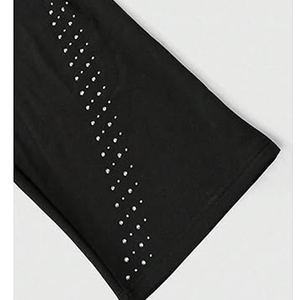 Pantalon de survêtement noir pour homme, coupe large, taille élastique avec cordon de serrage, décontracté, respirant, en maille, avec bande latérale ornée de strass - Product Image 3