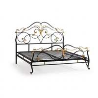 Lit de luxe réglable en fer forgé de style victorien, fait main, noir antique, pour chambre à coucher, hôtel ou maison