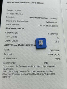 Diamantes Sueltos al por Mayor de 1.58ct/1.62ct, Corte Esmeralda, Certificados por IGI, Claridad VVS, Diamantes Blancos Cultivados en Laboratorio CVD para Joyería - Product Image 2