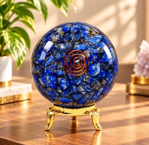 Boule d'Orgone en Lapis Lazuli Poli Bleu, Énergie Positive, Guérison Amoureuse, Équilibrage des Chakras, Pierre Écologique – Vente en Gros - Product Image 1