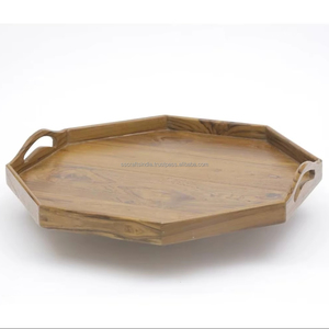 Plateau de service en bois écologique fait main, pour la table à manger, la table basse, la décoration de la maison et de la cuisine, multi-usages, pour les collations, les boissons, passe au lave-vaisselle et au micro-ondes - Product Image 1