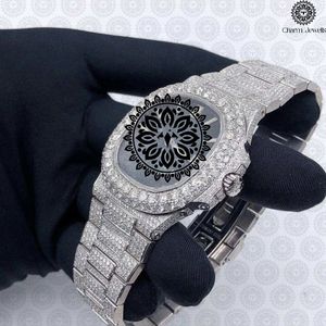 Reloj de Lujo Charm_Jewells para Hombre, con Incrustaciones de Diamantes, Acero Inoxidable, 42mm, Esfera Analógica, Caja Tonneau, Diseño Hueco - Product Image 3