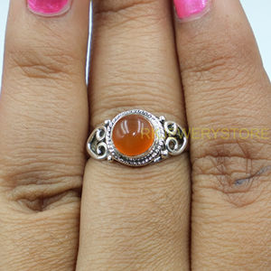 แหวนพลอยคาร์เนเลียนสีแดงธรรมชาติ แหวนหินสีแดง แหวนเงินแท้ 925 สำหรับผู้หญิง แหวนแต่งงานทำมือ แหวนหมั้น ของขวัญ - Product Image 5