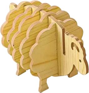 Simpatico posavasos, posavasos de madera, posavasos decorativos con forma de oveja para el hogar y la cocina. - Product Image 3