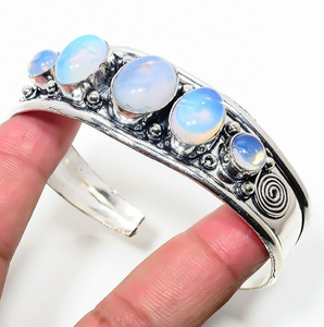 Handmade Moonstone Gemstone Bangle Teardrop Boho Jewelry Elegant Artisan <b>Bracelet</b> for Women Stylish Gift Accessory - Product Image 2
