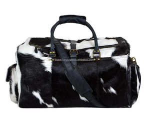 Bolsa de Viaje de Fin de Semana Plegable, Ligera y de Moda, de Cuero Genuino Estilo Western con Pelo, Cierre Resistente y Gran Capacidad de Almacenamiento - Product Image 4